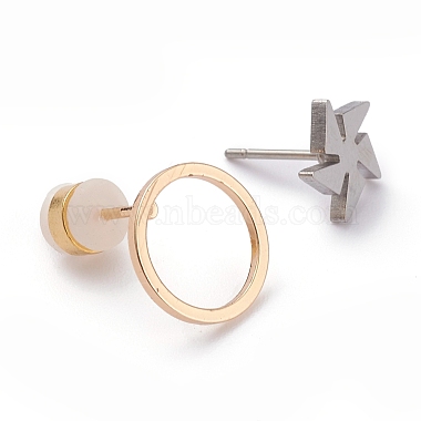 Stainless Steel & Brass Stud Earring Findings(STAS-XCP0001-24)-2