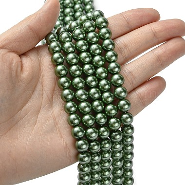 Eco-Friendly Dyed  Glass Pearl Round Bead Strands(HY-A002-8mm-RB074)-4
