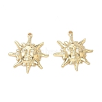 304 Stainless Steel Pendants, Sun Face Charms, Long-Lasting Plated, Golden, 25x22.5x4mm, Hole: 1.4mm(SA-CBA3037-06G)