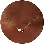 Simple Style Adjustable 316L Surgical Stainless Steel Heart and Initial Pendant Necklaces for Women, Real 14K Gold Plated, Letter V, 15.75 inch(40cm)(WG95AEF-22)