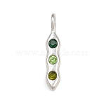 304 Stainless Steel Pendants, with Rhinestone, Pod Charms, Stainless Steel Color, 23x4.5x5mm, Hole: 4x2.5mm(RB-CBA40D0-02P)