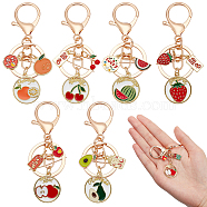 6Pcs 6 Style Fruit Alloy Enamel Pendant Keychain with Lucky Charm, for Keychain, Purse, Backpack Ornament, Mixed Patterns, 8.5cm, 1pc/style(KEYC-DR0001-08)