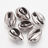 UV Plated Cowrie Shell Beads, No Hole/Undrilled, Gunmetal, 18~21x11~14x6~7mm(SHEL-S269-80A)