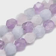 Natural Aquamarine & Rose Quartz & Amethyst Beads Strands, Faceted, Round, Star Cut Round Beads, 9~10mm, Hole: 1.2mm, about 38~40pcs/Strand, 14.5 inch~15.9 inch(37~40.5cm)(G-K303-B07-10mm)