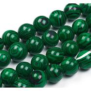 Synthetic Malachite Beads Strands, Round, 4mm, Hole: 0.8mm, about 90pcs/strand, 15.7 inch(40cm)(G-G832-01-4mm)