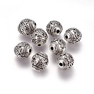 Tibetan Style Alloy Beads, Oval, Antique Silver, 13~13.5x11.5mm, Hole: 1.6mm(PALLOY-J716-19AS)