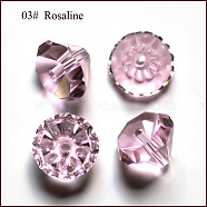Imitation Austrian Crystal Beads, Grade AAA, Faceted, Diamond, Pink, 6x4mm, Hole: 0.7~0.9mm(SWAR-F075-6mm-03)
