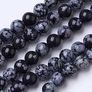 Natural Snowflake Obsidian Beads Strands, Round, 6mm, Hole: 1mm, about 60pcs/strand, 15.1 inch(G-D855-11-6mm)
