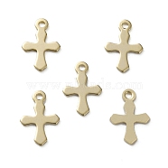 Brass Tiny Cross Charms, Long-Lasting Plated, Real 24K Gold Plated, 9x6x0.5mm, Hole: 0.9mm(KK-L205-09G-B)