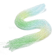 Transparent Glass Beads Strands, Segmented Multi-color Beads, Faceted(32 Facets), Round, Light Green, 4~4.5mm, Hole: 1mm, about 90~95pcs/strand, 13.98''(35.5cm)(X-GLAA-E036-07Z-01)