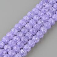 Synthetic Crackle Quartz Beads Strands, Round, Dyed, Lilac, 10mm, Hole: 1mm, about 40pcs/strand, 15.7 inch(GLAA-S134-10mm-15)