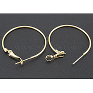Golden Brass Hoop Earrings, DIY Material for Basketball Wives Hoop Earrings, Nickel Free, 40x1.2mm(X-EC108-3NFG)