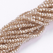 Electroplate Glass Beads Strands, Pearl Luster Plated, Faceted, Rondelle, Orange, 3x2mm, Hole: 0.8~1mm, about 185~190pcs/strand, 15.5~16 inch(39.3~40.6cm)(X-GLAA-F078-PL10)