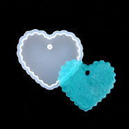 Pendant Silicone Molds, Resin Casting Molds, For UV Resin, Epoxy Resin Jewelry Making, Heart, White, Inner Size: 5.4x6x1.2cm, Hole: 0.5cm(DIY-I011-16)