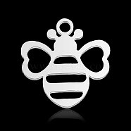 201 Stainless Steel Pendants, Bees, Stainless Steel Color, 13x13x1mm, Hole: 1.5mm(STAS-N090-LA881-1)