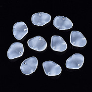 Transparent Spray Painted Glass Pendants, Frosted, Petal, Clear, 15x20x4mm, Hole: 1.4mm(GLAA-Q089-001A-001)