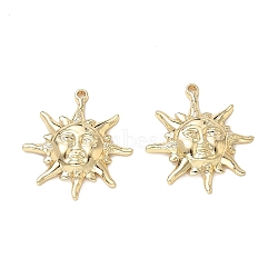 304 Stainless Steel Pendants, Sun Face Charms, Long-Lasting Plated, Golden, 25x22.5x4mm, Hole: 1.4mm(SA-CBA3037-06G)