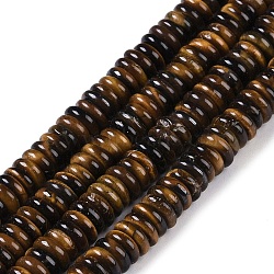 Natural Tiger Eye Beads Strands, Rondelle, 6~6.5x2~2.5mm, Hole: 1mm, about 181~191pcs/strand, 15.16~15.35''(38.5~39.1cm)(G-Q159-B01-01)