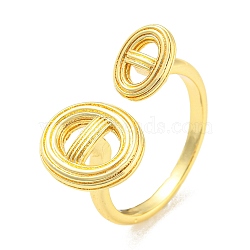 Rack Plating Brass Hollow Oval Open Cuff Rings, Long-Lasting Plated, Lead Free & Cadmium Free, Real 18K Gold Plated, Inner Diameter: 17mm(RJEW-Q784-17G)