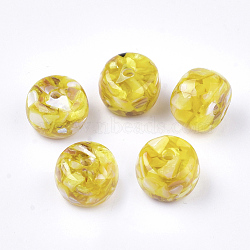 Resin Beads, with Shell, Rondelle, Yellow, 12x8~9mm, Hole: 1.8mm(RESI-T024-35A-08)