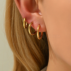 3 Pairs Minimalist 201 Stainless Steel Hoop Earring Sets, Golden, 19~15mm(XY1482)