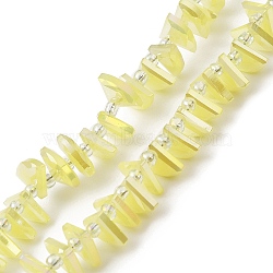 Electroplate Glass Beads Strands, Faceted, Fan, Champagne Yellow, 8x10x3mm, Hole: 1mm, about 100pcs/strand, 19.29''(49cm)(EGLA-S176-05A-B13)