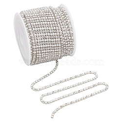 Alloy Rhinestone Cup Chains, with Imitation Pearl Beaded, with Spools, Silver, 2x2x2.5mm, about 32.81 Feet(10m)/Roll(FIND-OC0002-53A)