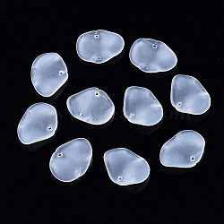 Transparent Spray Painted Glass Pendants, Frosted, Petal, Clear, 15x20x4mm, Hole: 1.4mm(GLAA-Q089-001A-001)