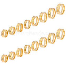 16Pcs 8 Size 201 Stainless Steel Double Groove Band Ring for Men Women, Golden, US Size 5 1/4(15.9mm)~US Size 14(23mm), 2Pc/size(RJEW-UN0002-35G)