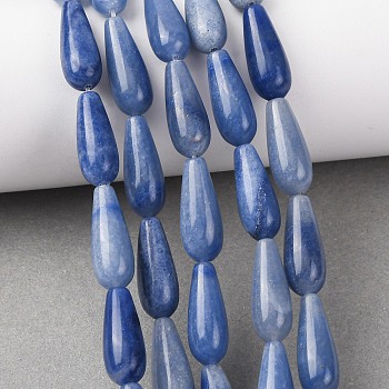 Natural Blue Aventurine(Dyed & Heated) Beads Strands, Teardrop, 20~21x8~9mm, Hole: 0.8~1mm, about 19pcs/strand, 15.12~15.31''(38.4~38.9cm).