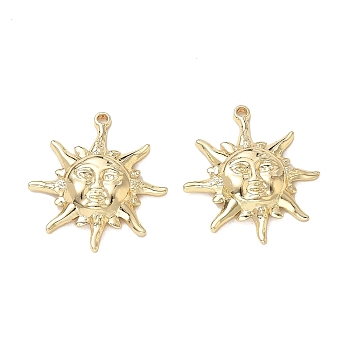 304 Stainless Steel Pendants, Sun Face Charms, Long-Lasting Plated, Golden, 25x22.5x4mm, Hole: 1.4mm