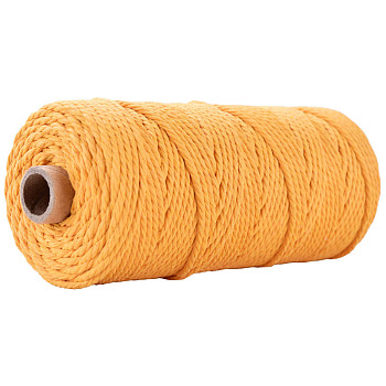 Cotton String Threads for Crafts Knitting Making, Orange, 3mm, about 109.36 Yards(100m)/Roll