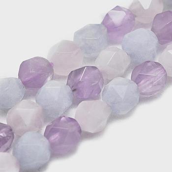 Natural Aquamarine & Rose Quartz & Amethyst Beads Strands, Faceted, Round, Star Cut Round Beads, 9~10mm, Hole: 1.2mm, about 38~40pcs/Strand, 14.5 inch~15.9 inch(37~40.5cm)
