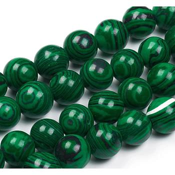 Synthetic Malachite Beads Strands, Round, 4mm, Hole: 0.8mm, about 90pcs/strand, 15.7 inch(40cm)
