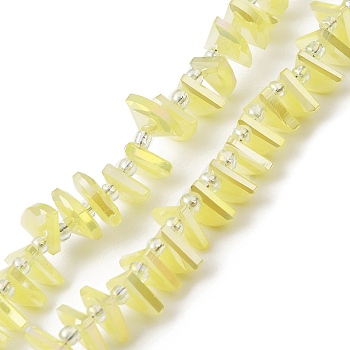 Electroplate Glass Beads Strands, Faceted, Fan, Champagne Yellow, 8x10x3mm, Hole: 1mm, about 100pcs/strand, 19.29''(49cm)