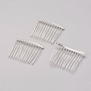 Silver Color Plated Iron Hair Comb, about 37mm wide, 49mm long