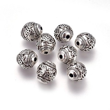 Tibetan Style Alloy Beads, Oval, Antique Silver, 13~13.5x11.5mm, Hole: 1.6mm
