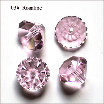 Imitation Austrian Crystal Beads, Grade AAA, Faceted, Diamond, Pink, 6x4mm, Hole: 0.7~0.9mm