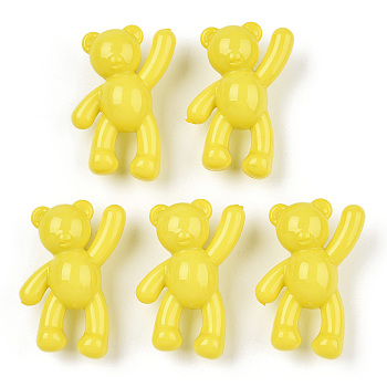 Opaque Acrylic Pendants, Bear, Yellow, 37x28x13mm, Hole: 2.5mm, about 133pcs/500g