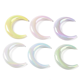 Opaque Acrylic Beads, Moon, Mixed Color, 33x28x7mm, Hole: 2mm