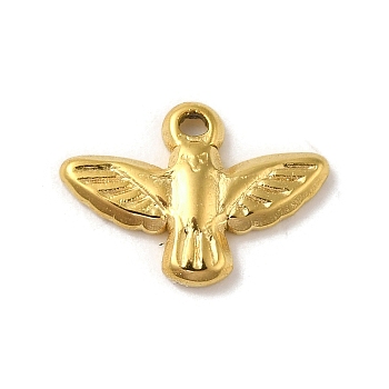 Ion Plating(IP) 304 Stainless Steel Charms, Bird Charm, Real 18K Gold Plated, 9x13x2mm, Hole: 1mm