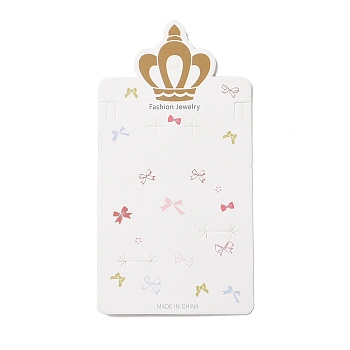 Rectangle Crown Earring Display Cards, Bowknot Pattern, Colorful, 16x8.3x0.04cm, Hole: 2mm