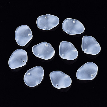 Transparent Spray Painted Glass Pendants, Frosted, Petal, Clear, 15x20x4mm, Hole: 1.4mm