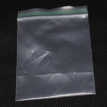 100pcs/bag Plastic Zip Lock Bags, Resealable Packaging Bags, Green Top Seal Thick Bags, Rectangle, Clear, 6x4cm, Unilateral Thickness: 2.3 Mil(0.06mm), about 100pcs/bag