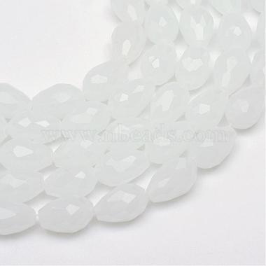 11mm White Drop Glass Beads