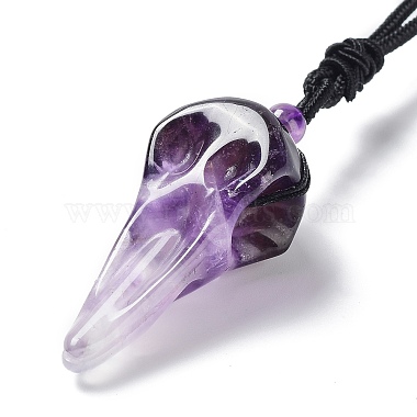 Natural Amethyst Plague Doctor Pendant Necklace with Nylon Rope(NJEW-H009-01-10)-3