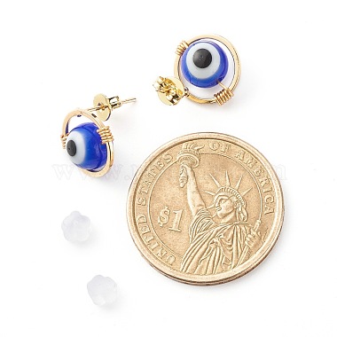 Evil Eye Lampwork Round Beads Stud Earrings(EJEW-JE04665-01)-4