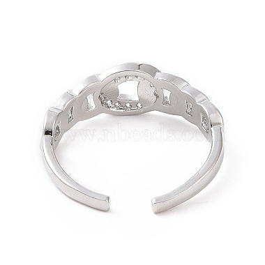 Clear Cubic Zirconia Curb Chains Shape Open Cuff Ring(RJEW-E072-17P)-3