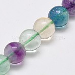 Natural Fluorite Beads Strands, Grade AB, Round, Colorful, 4mm, Hole: 1mm, about 83~88pcs/strand, 15 inch(38cm)(X-G-E112-4mm-18)