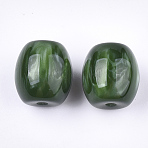Resin Beads, Imitation Gemstone, Oval, Dark Green, 17~17.5x16mm, Hole: 3mm(RESI-S377-13C)